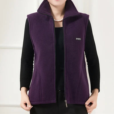 Plus Size Women's Polar Fleece Vest Sleeveless Zipper Jacket Autumn Fashion Leisure Gilet