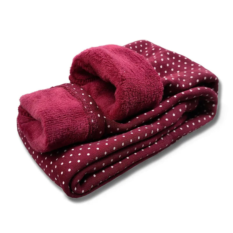 Girls Velvet Leggings Dot Print Warm Pants Autumn Winter Kids Cotton Trousers