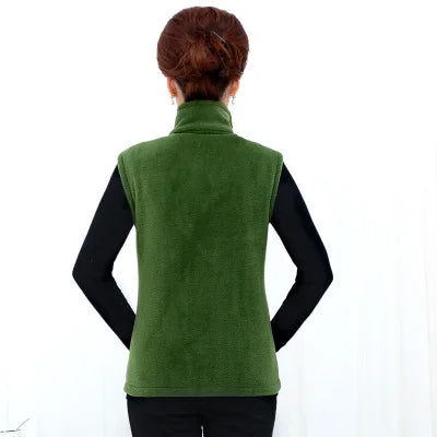 Plus Size Women's Polar Fleece Vest Sleeveless Zipper Jacket Autumn Fashion Leisure Gilet