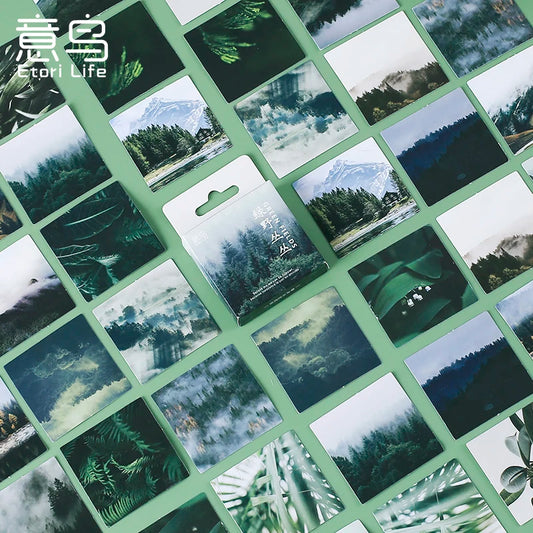 46pcs Green Forest Series Stickers – Aesthetic Diary, Planner & Scrapbooking Decorative Stickers