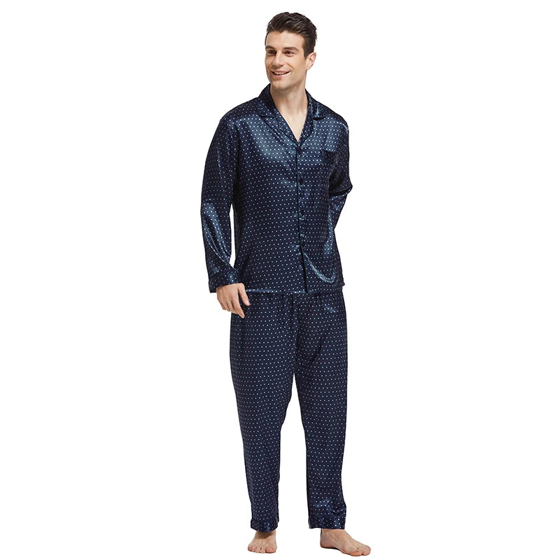 Tony & Candice Men's Satin Silk Pajama Set | Sexy Modern Soft & Cozy Sleepwear | Summer Nightwear for Men