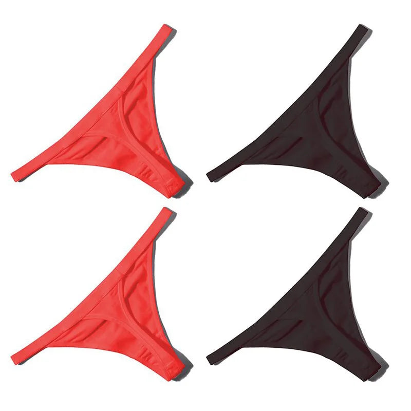 4PCS Sexy Women Cotton G-String Thongs – Low Waist, Seamless, Comfortable Female Underwear Lingerie