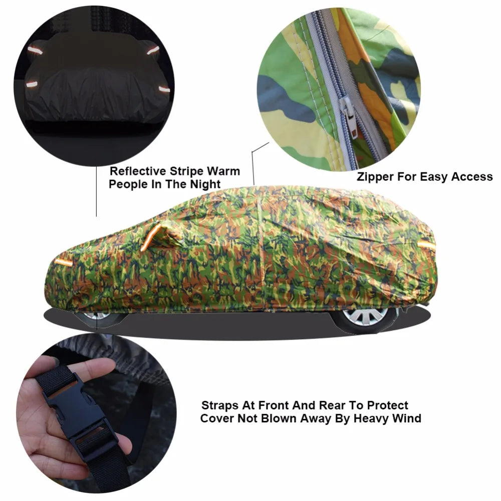 Kayme Waterproof Camouflage Car Covers Outdoor Sun Protection Cover For Car Reflector Dust Rain Snow Protective