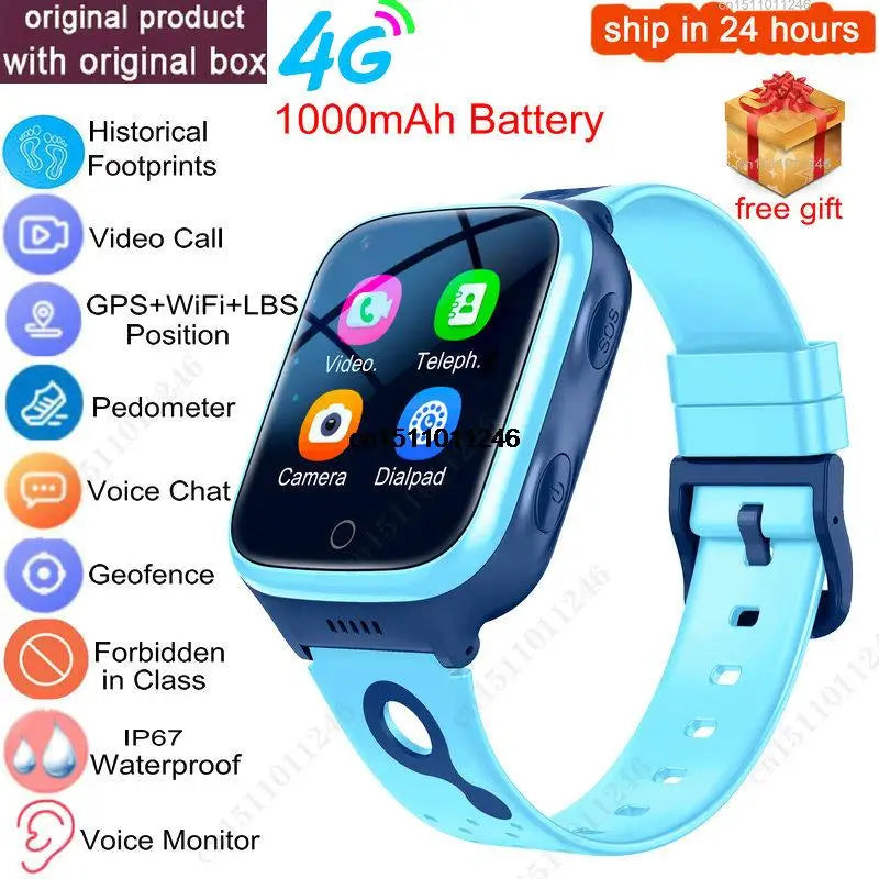 KGG 4G Kids Smart Watch – GPS & WiFi, Video Call, SOS, 1000mAh Battery, Location Tracker Phone Watch Gift