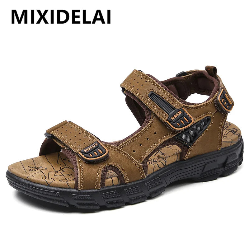 Men’s Genuine Leather Sandals – Classic Summer Outdoor Casual Lightweight Fashion Sandals Size 38–46