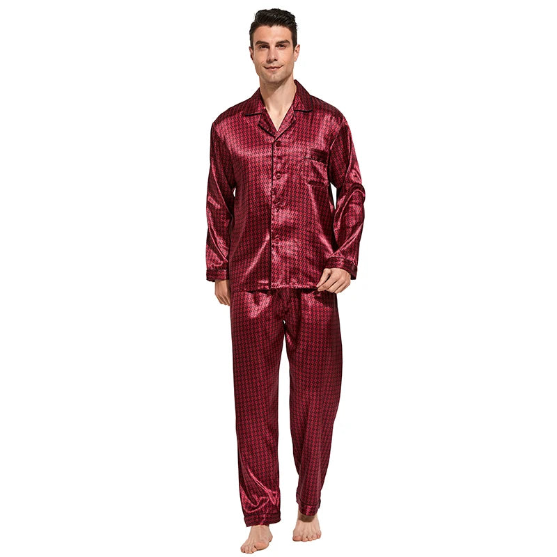 Tony & Candice Men's Satin Silk Pajama Set | Sexy Modern Soft & Cozy Sleepwear | Summer Nightwear for Men