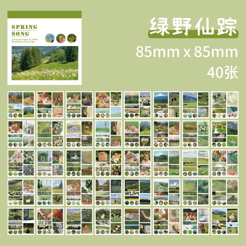 كتاب ملصقات واشي للمناظر الطبيعية الجمالية، 50 ورقة - 50 نمطًا من ملصقات سكرابوكينغ، ومجلات، وملصقات ورقية يدوية الصنع