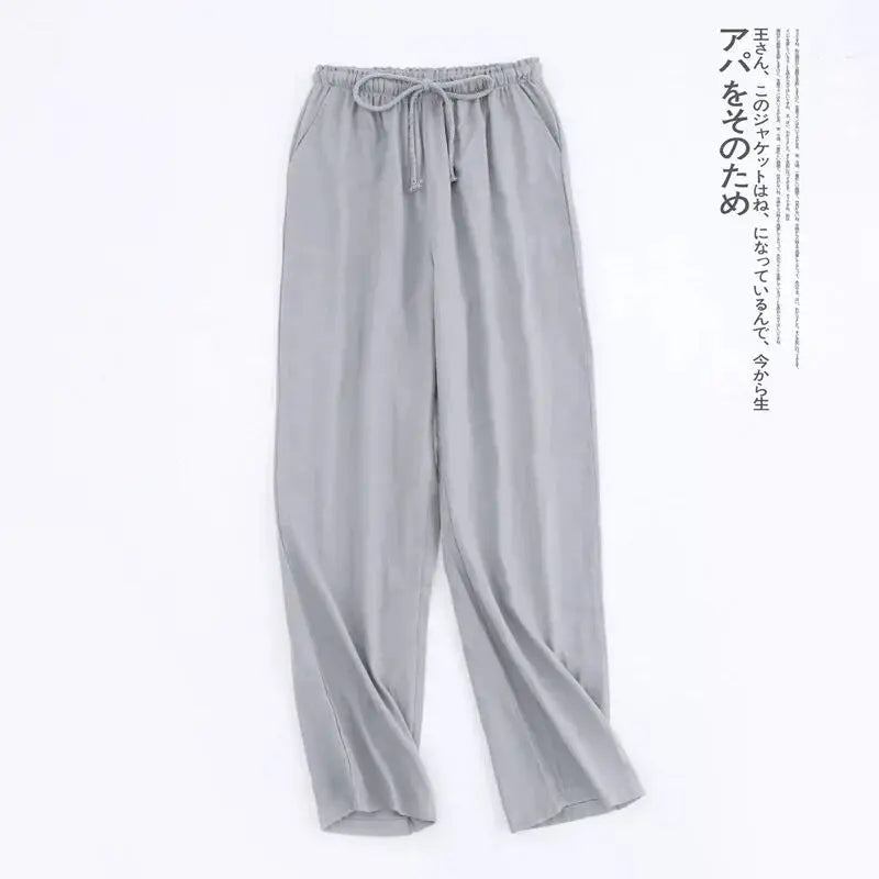 Spring Couples Cotton Gauze Sleep Pants | Women's Tie Waist Pajama Bottoms Home Pants | Comfortable Loungewear