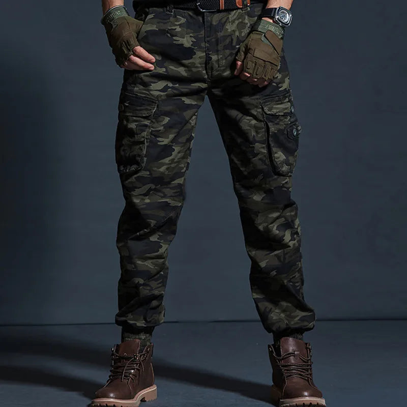 High Quality Khaki Casual Pants Men | Tactical Joggers Camouflage Cargo Pants | Multi-Pocket Fashion Black Army Work Trousers