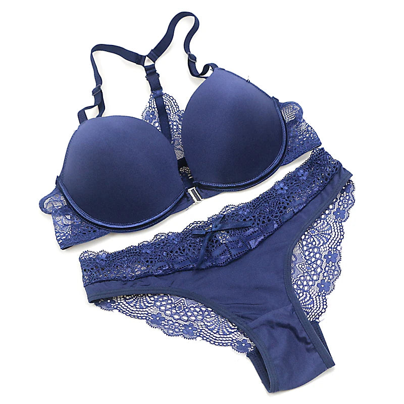 Women’s New Fashion Bralette – Sexy Seamless Push-Up Bra Set, Front Closure Candy Color Small Size Underwear