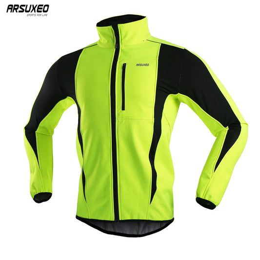 ARSUXEO Men’s Warm Cycling Jacket – Fleece-Lined Windproof Waterproof Softshell for Biking & Motorcycling