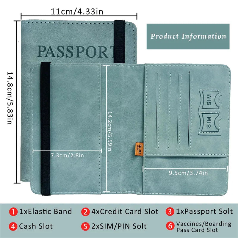 RFID Vintage Passport Holder – PU Leather Travel Wallet for Men & Women