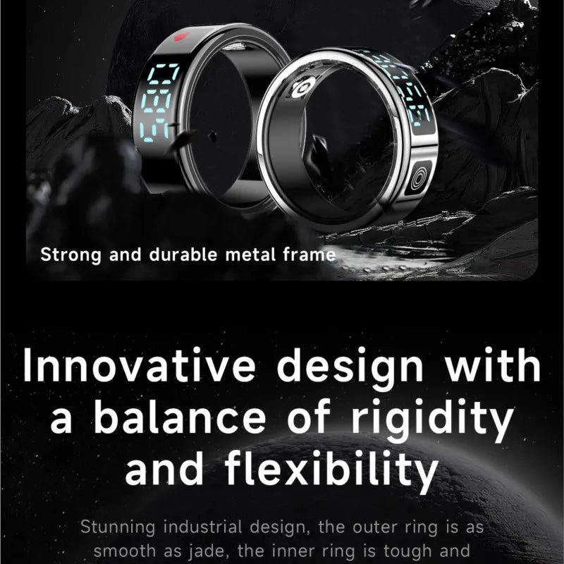 2025 SR08 Smart Ring – LED Display, Heart Rate & Blood Oxygen Monitor, 5ATM Waterproof, Multi-Sport Modes for Men & Women