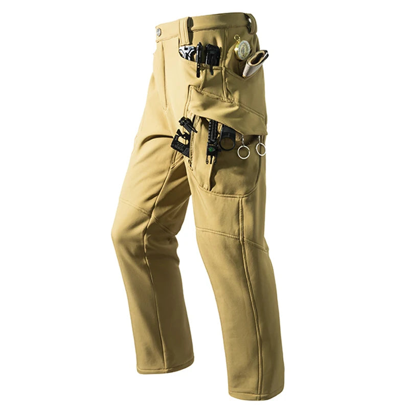 Men’s Fleece Softshell Cargo Hiking Pants – Autumn Winter Outdoor Trousers M-5XL