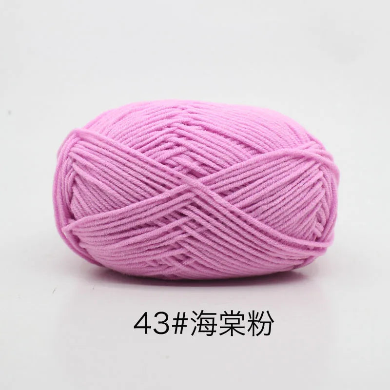 40–50g 4-Ply Milk Cotton Yarn (80%) – Dyed Knitting & Crochet Yarn for Sweaters, Hats, Dolls & Crafts