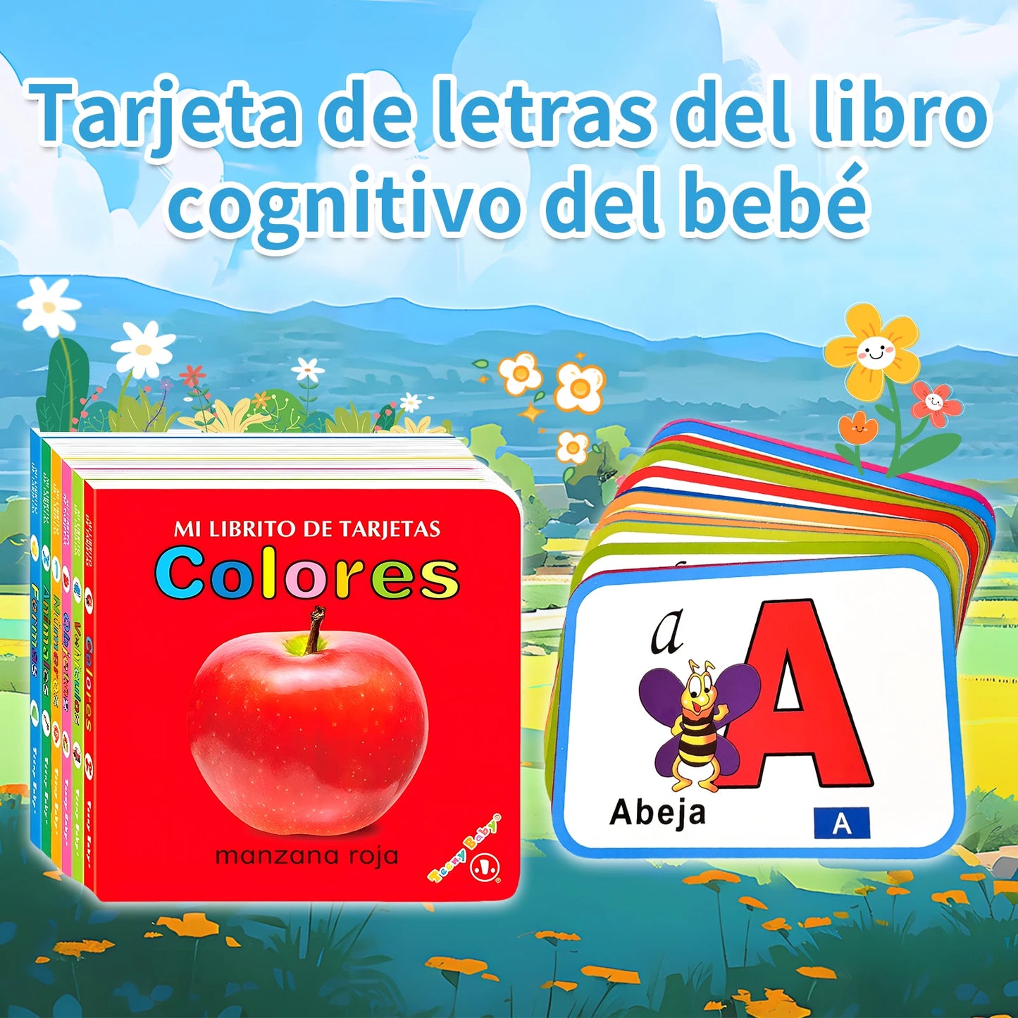 Spanish Kids Cognitive 2-Piece Set – Literacy Cards & Laminated Cognitive Book for Preschoolers Ages 3–6