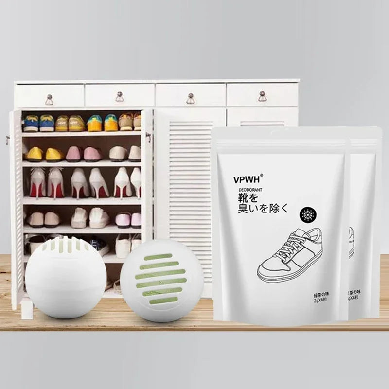 6 كرات مزيلة لرائحة الأحذية - معطر برائحة الفواكه للأحذية والخزائن ومنتجات العناية بالقدمين مع تأثير مزيل للروائح ومعقم