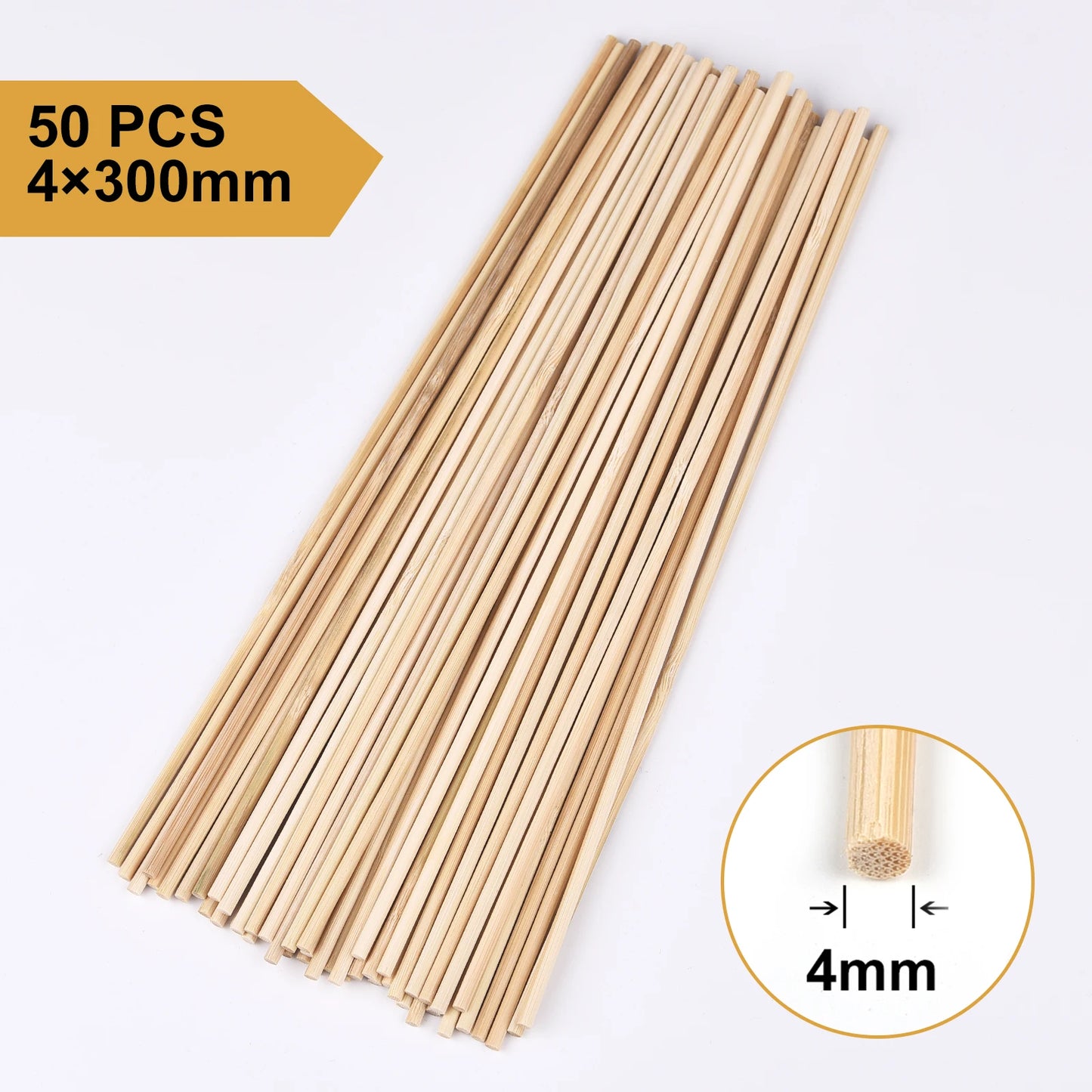 20–50pcs 30cm Round Wooden Bamboo Sticks – DIY Craft Material for Handmade Projects, Model Building & Woodworking