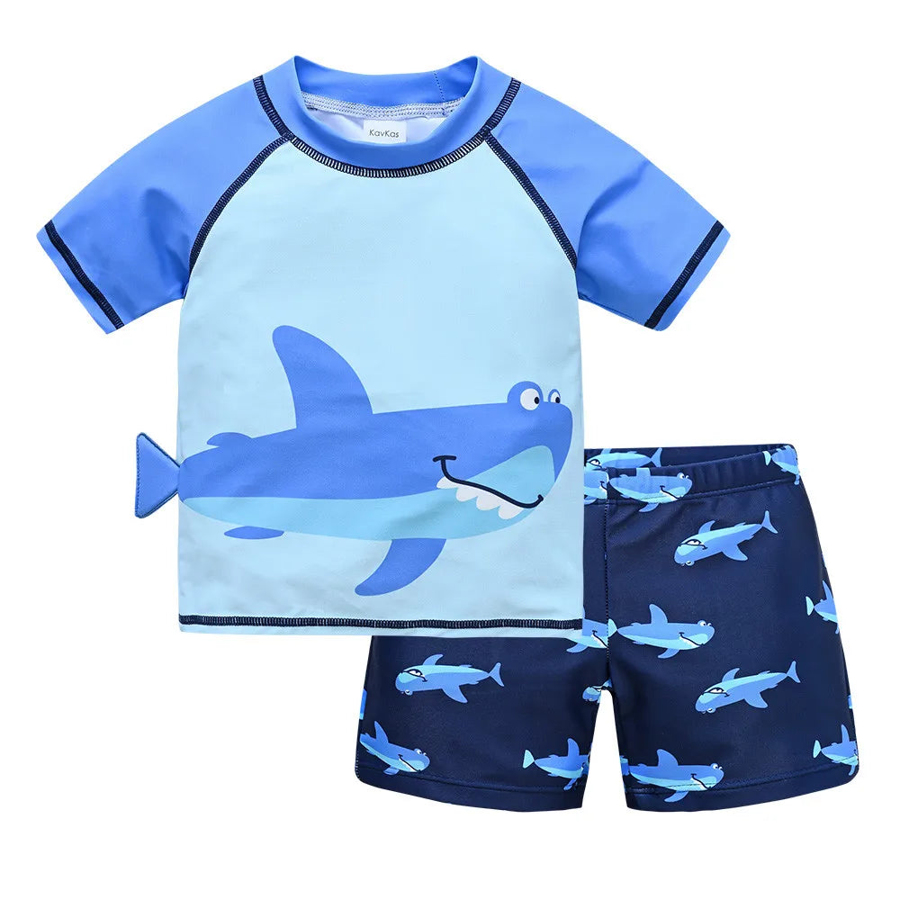 Boys 2 Piece Swimsuit Set Cool Print Kids Swimwear Beach Surfing Shorts