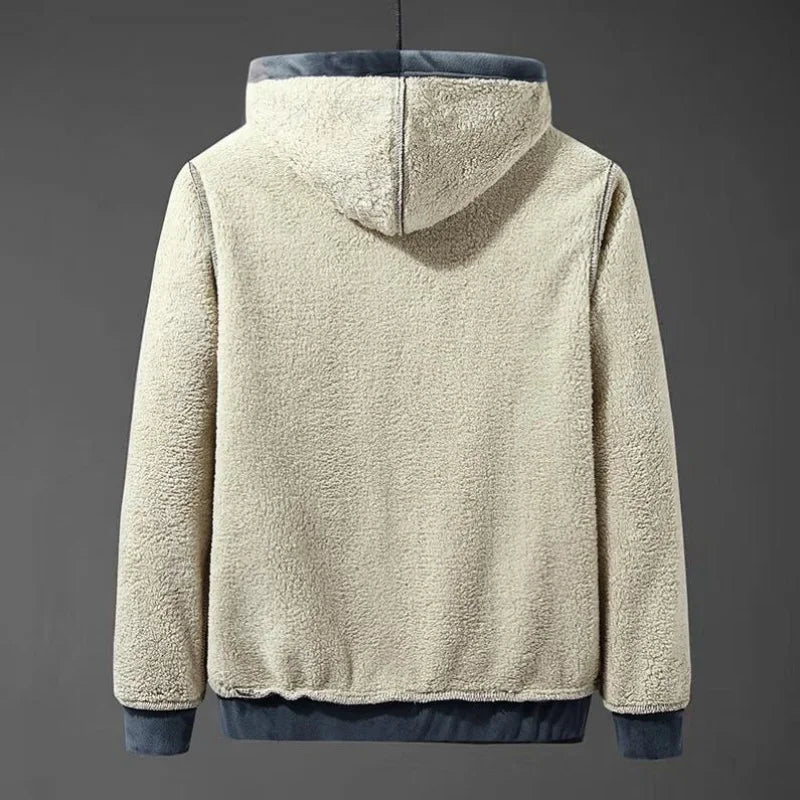 Men’s Lamb Wool Hooded Hoodie – Thick Cashmere Sweatshirt, Plus Size Winter Coat (Up to 8XL)