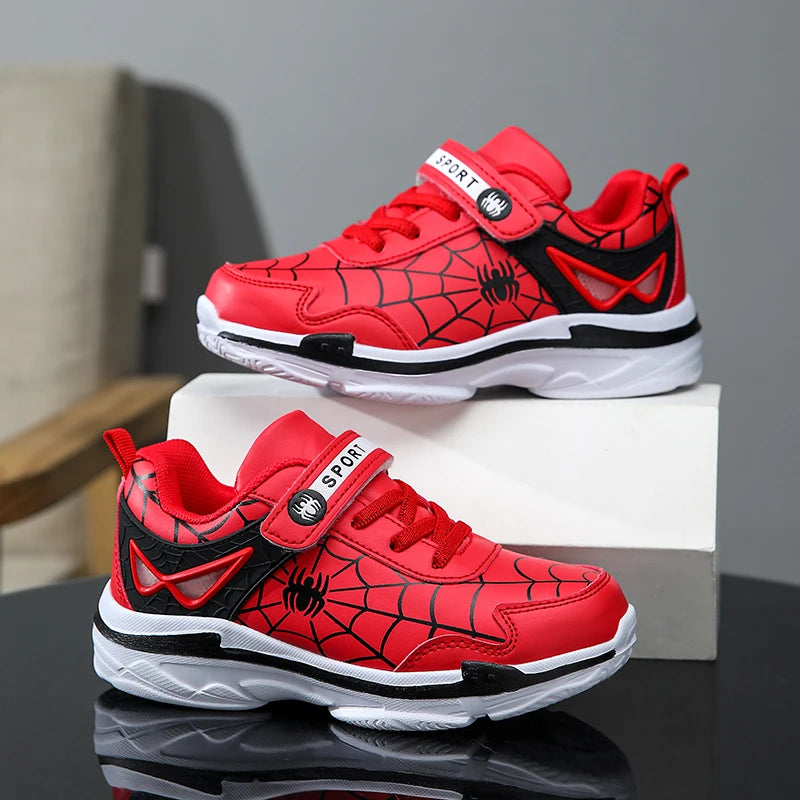 Boys Red PU Leather Sneakers | Kids Casual & Sports Shoes