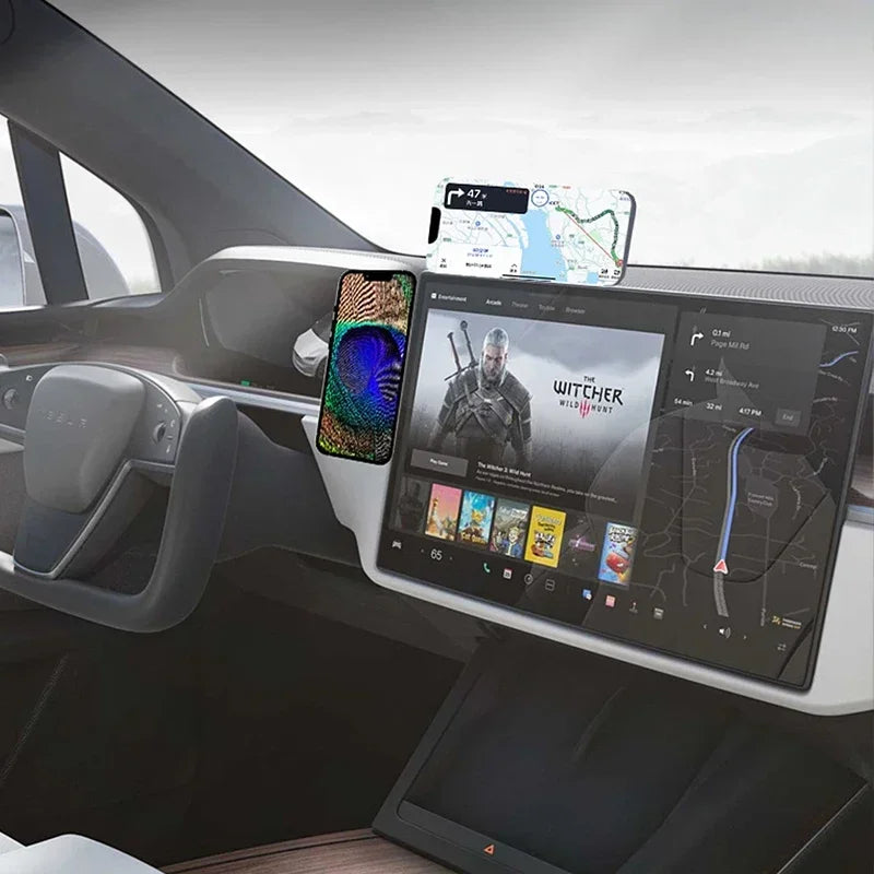 2025 Magnetic Laptop Phone Holder – Slim & Foldable Computer Monitor Side Mount for iPhone 12/13/14 Series and All Smartphones