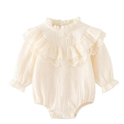 Baby Girl Romper Set Long Sleeve Cotton Korean Style Outfit with Hat 0-24M