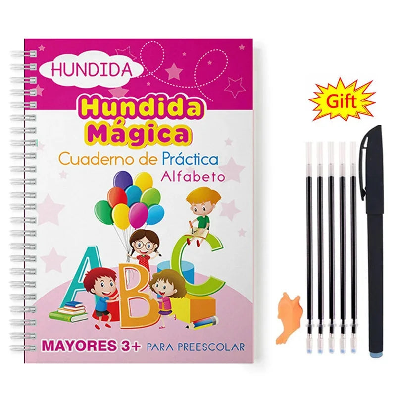 Spanish Magic Copybook – Reusable Montessori Writing Practice Book for Kids Learning Numbers & Alphabet