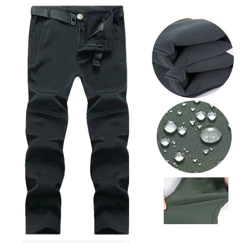 Men’s Fleece Waterproof Tactical Jacket Set – Warm Elastic Hooded Outdoor Hiking & Fishing Tracksuit S-5XL
