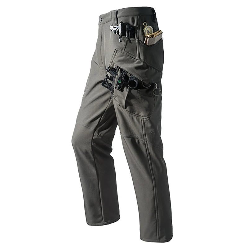 Men’s Fleece Softshell Cargo Hiking Pants – Autumn Winter Outdoor Trousers M-5XL