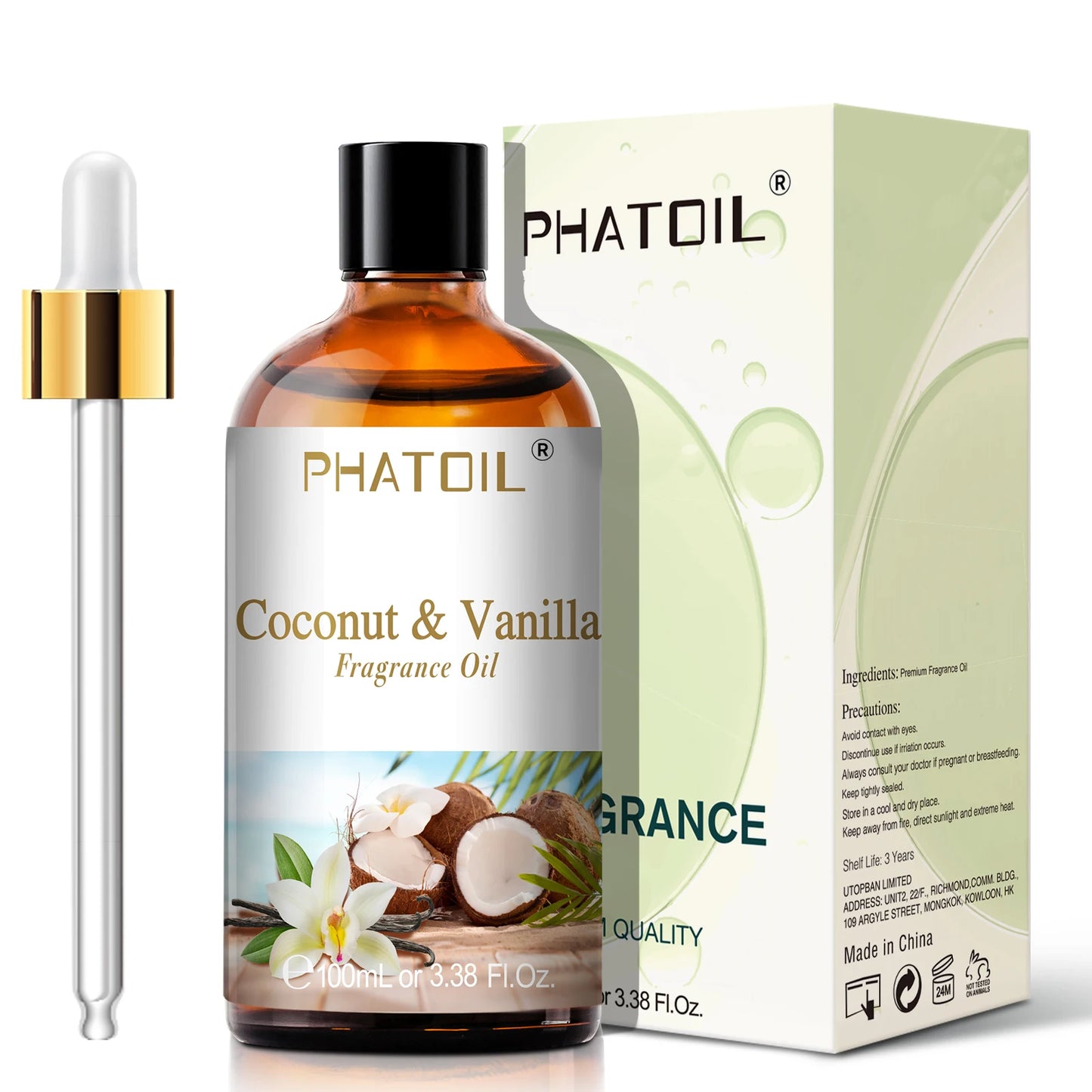 PHATOIL 100ml Sweet Fruity Fragrance Oil – Coconut, Vanilla, Strawberry & More for Diffusers & Candles
