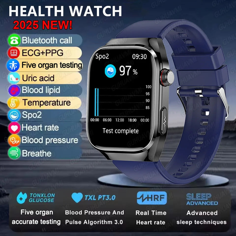 2025 Smart Watch for Men – Uric Acid, Body Fat & Organ Health Monitor | Bluetooth Call Smart Bracelet