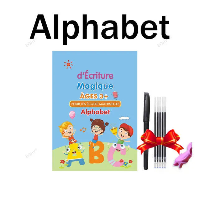 Spanish–English–French Montessori 3D Reusable Copybook – SANK Magic Calligraphy & Handwriting Practice Notebook