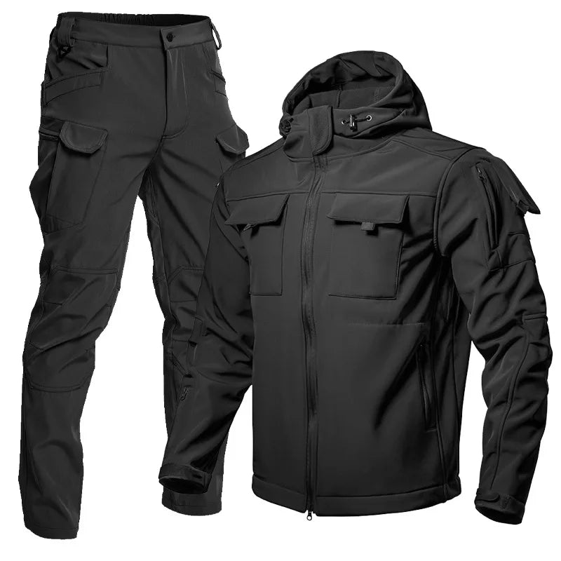 CHRLCK Men's Waterproof Winter Hiking Jacket & Softshell Pants Set | Windproof Fleece Outdoor Gear