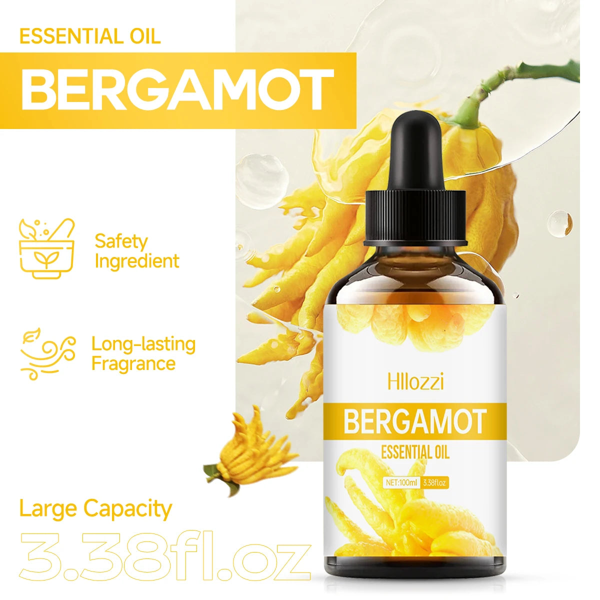 Bergamot Essential Oil – Premium Aromatherapy Oil for Hair, Skin, Massage & Diffuser