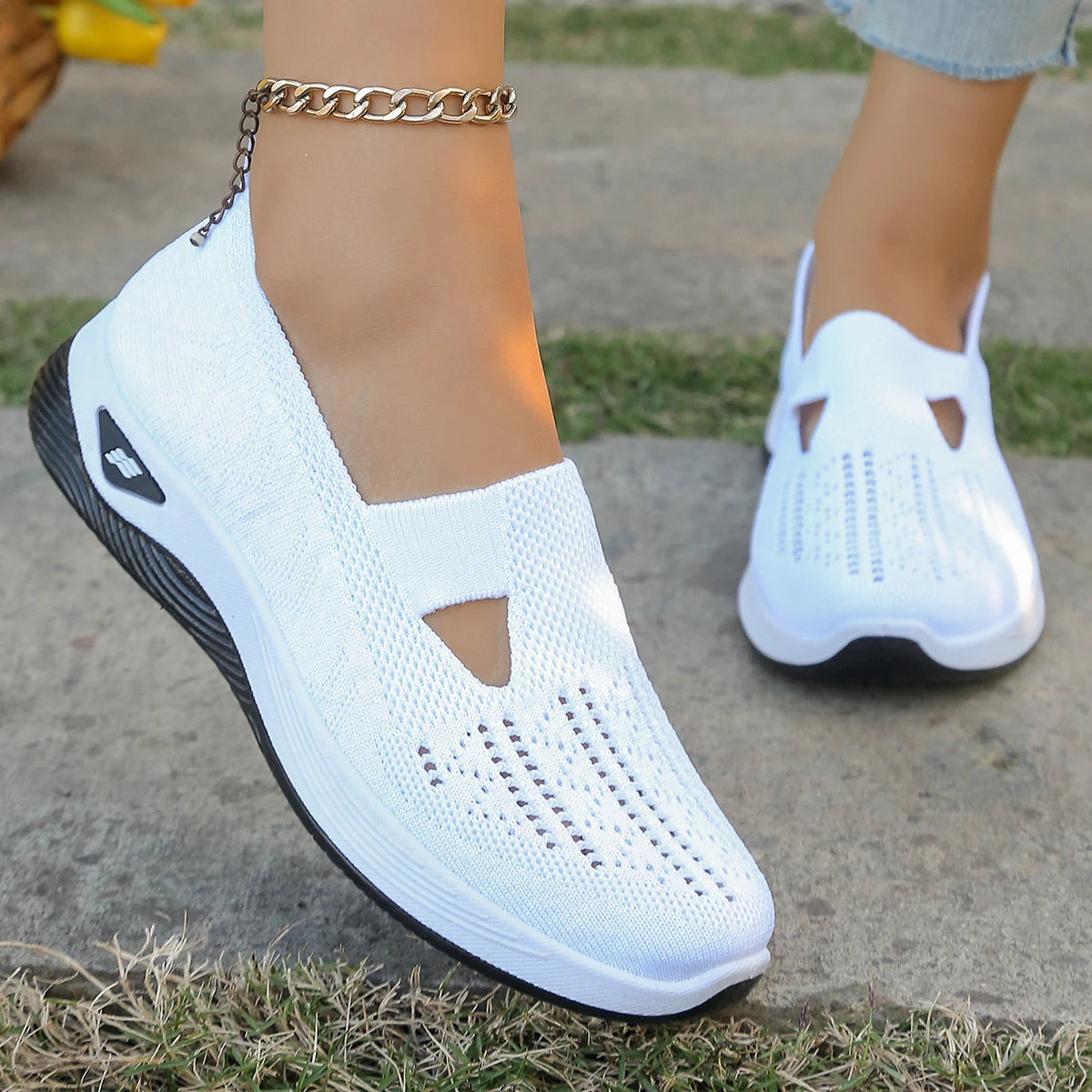 Women’s Summer Casual Sneakers – Lightweight Flat Solid Shoes, Four-Season Everyday Footwear