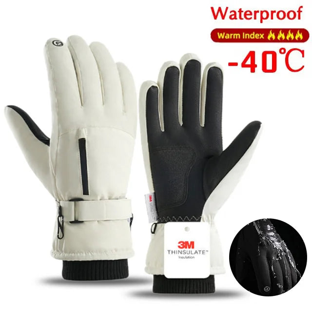 قفازات شتوية مقاومة للماء لركوب الدراجات للرجال - قفازات دافئة غير قابلة للانزلاق من الصوف تعمل باللمس للجري وركوب الدراجات النارية والتزلج