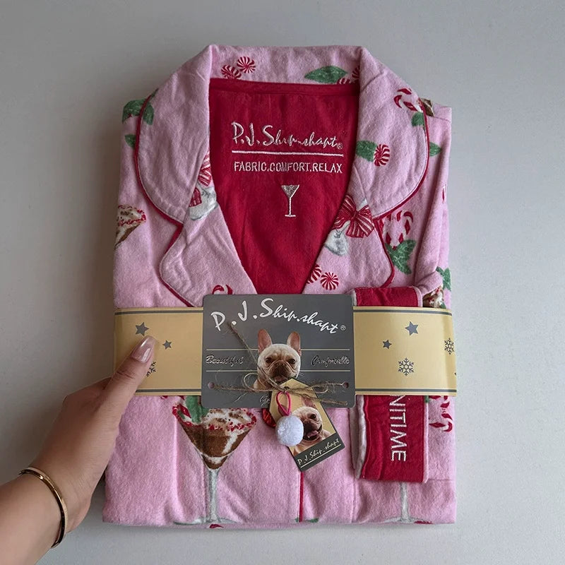 New Women's Loungewear Set | 100% Cotton Loose Cartoon 2-Piece Pajamas | Casual Sleepwear Outfit