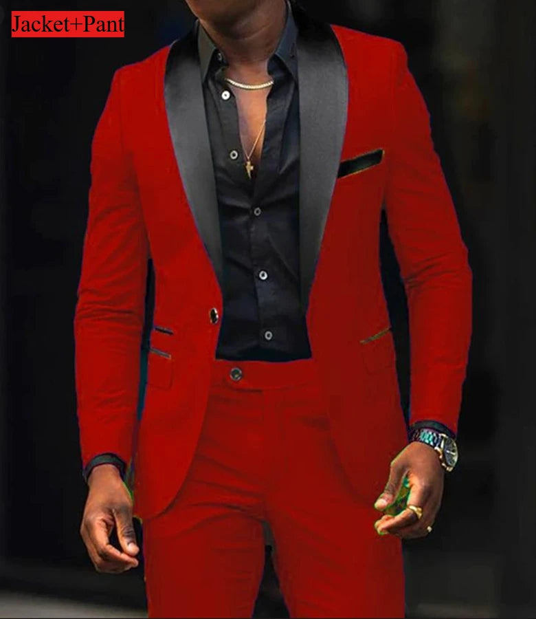 Men's Formal Slim Fit Tuxedo Suit – Luxury Groom & Prom Wedding Outfit