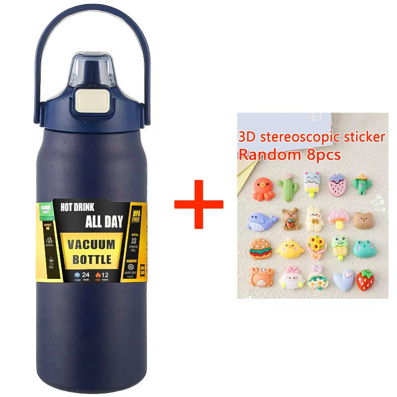 زجاجة حرارية من الفولاذ المقاوم للصدأ سعة 1.5 لتر - قارورة مياه معزولة مفرغة من الهواء بسعة كبيرة للمشروبات الساخنة والباردة