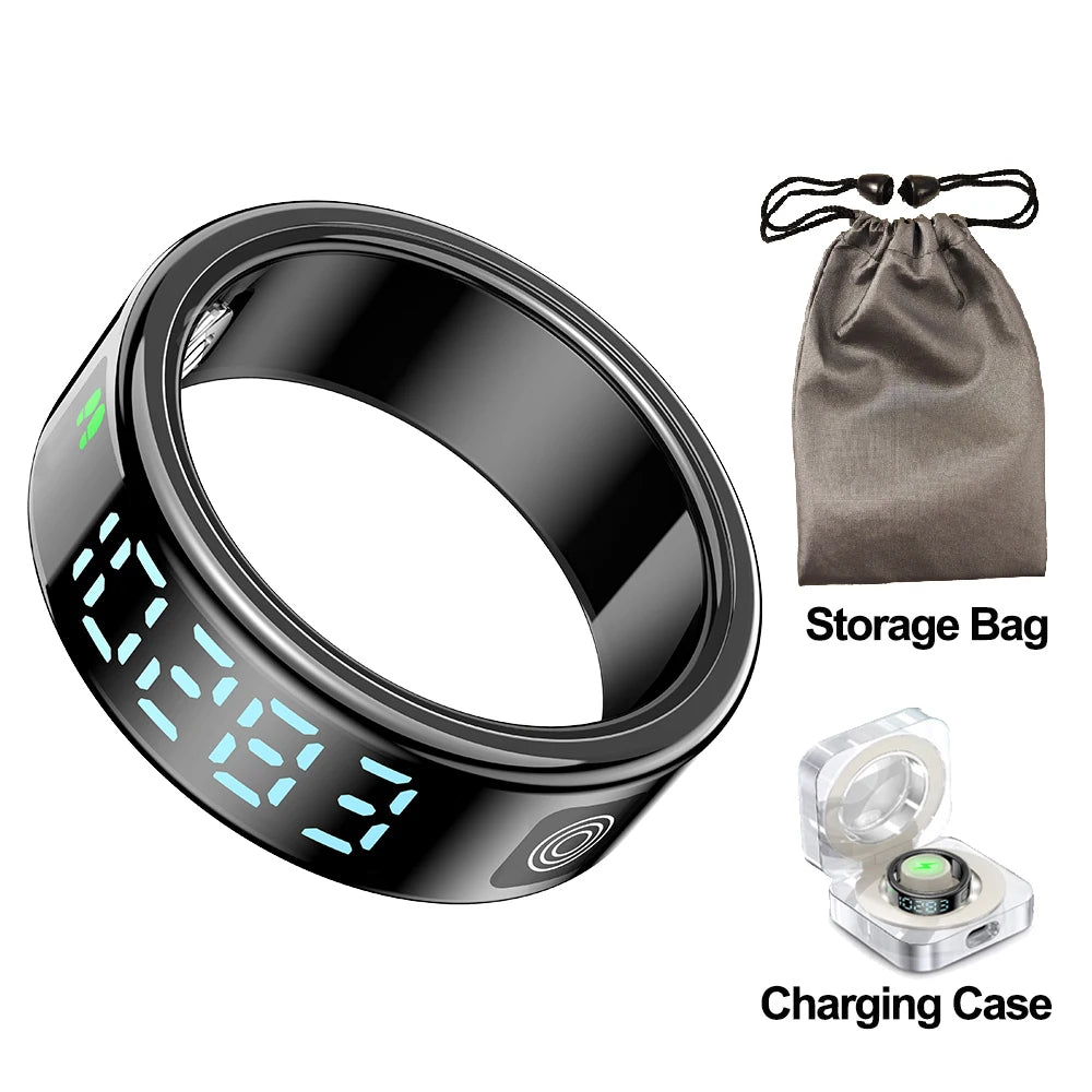 2025 SR08 Smart Ring – LED Display, Heart Rate & Blood Oxygen Monitor, 5ATM Waterproof, Multi-Sport Modes for Men & Women