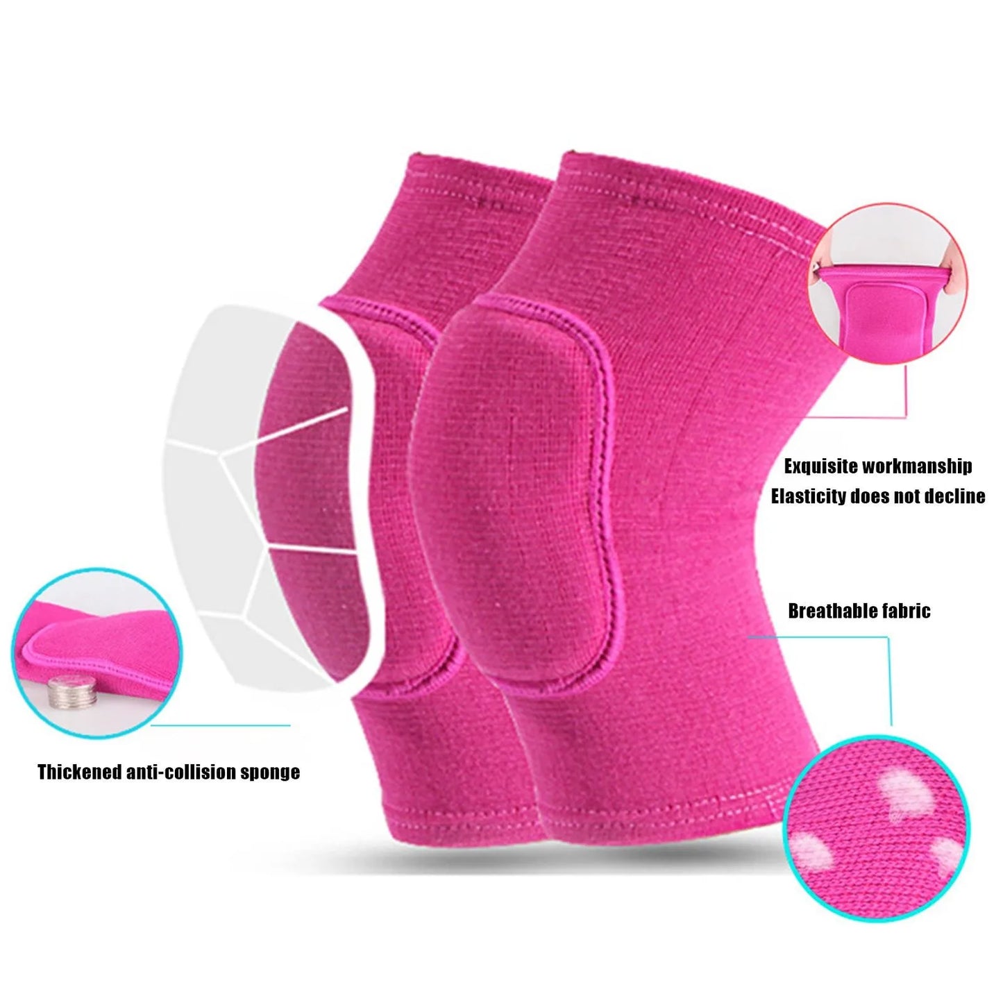 2-Piece Sports Compression Knee Pads | Thickened Elastic Knee Brace for Workout & Dance Training