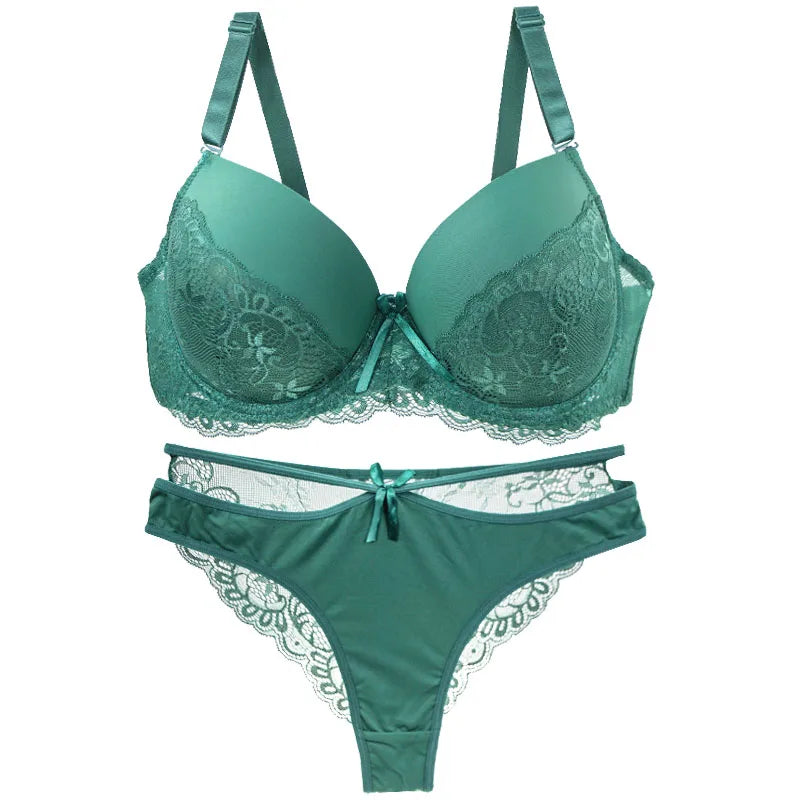 Nouvell Seamless Sexy Lace Push Up Bra Panty Set BCDE Cups Plus Size Lingerie Underwear 34-44 Sizes