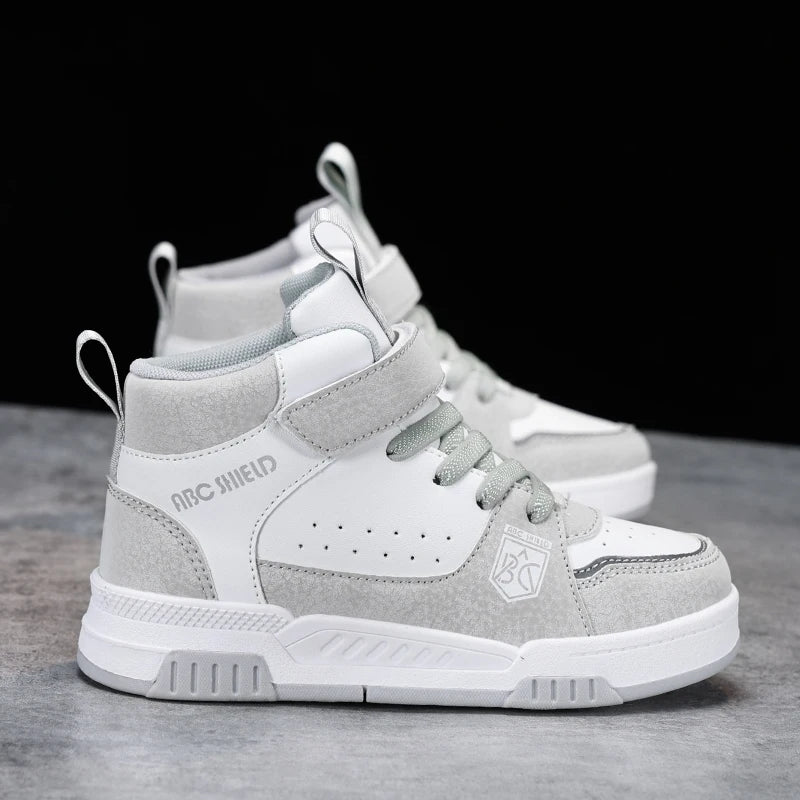 Kids High Top Sneakers | Waterproof Leather Non-Slip Sport Shoes for Boys & Girls