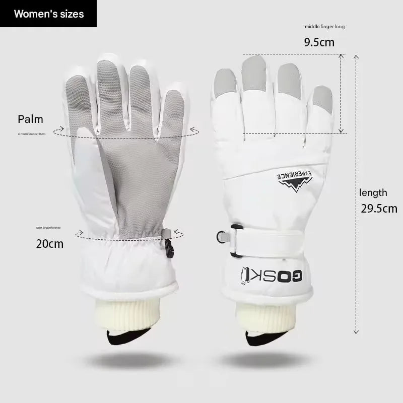 Unisex Winter Ski Gloves – Thick Waterproof Windproof Riding & Outdoor Sports Gloves with Tightened Cuffs and Touchscreen Design