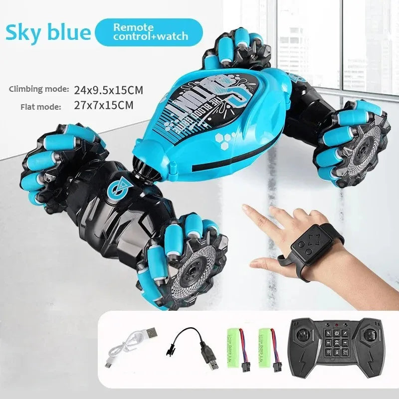 Gesture-Controlled RC Stunt Car – 360° Rotating, LED Lights, Dual Control Modes, All-Terrain Drift & Climb – Ideal Gift for Kids & Adults
