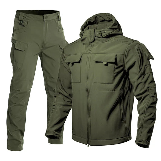 CHRLCK Men's Waterproof Winter Hiking Jacket & Softshell Pants Set | Windproof Fleece Outdoor Gear