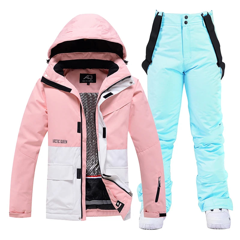 Men & Women Snow Suit Set – Warm -30°C Ski Jacket and Pants, Fashion Winter Snowboarding Clothing, Unisex