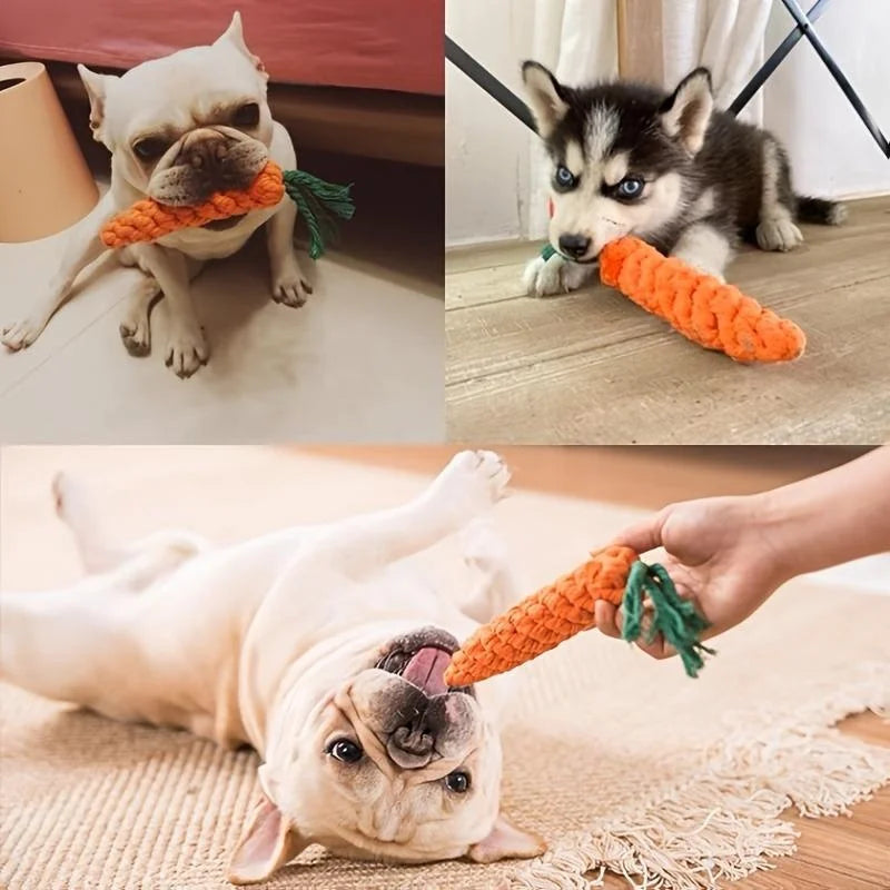 Carrot Shape Pet Knot Toy – Cotton Rope Chew Toy for Dogs & Cats