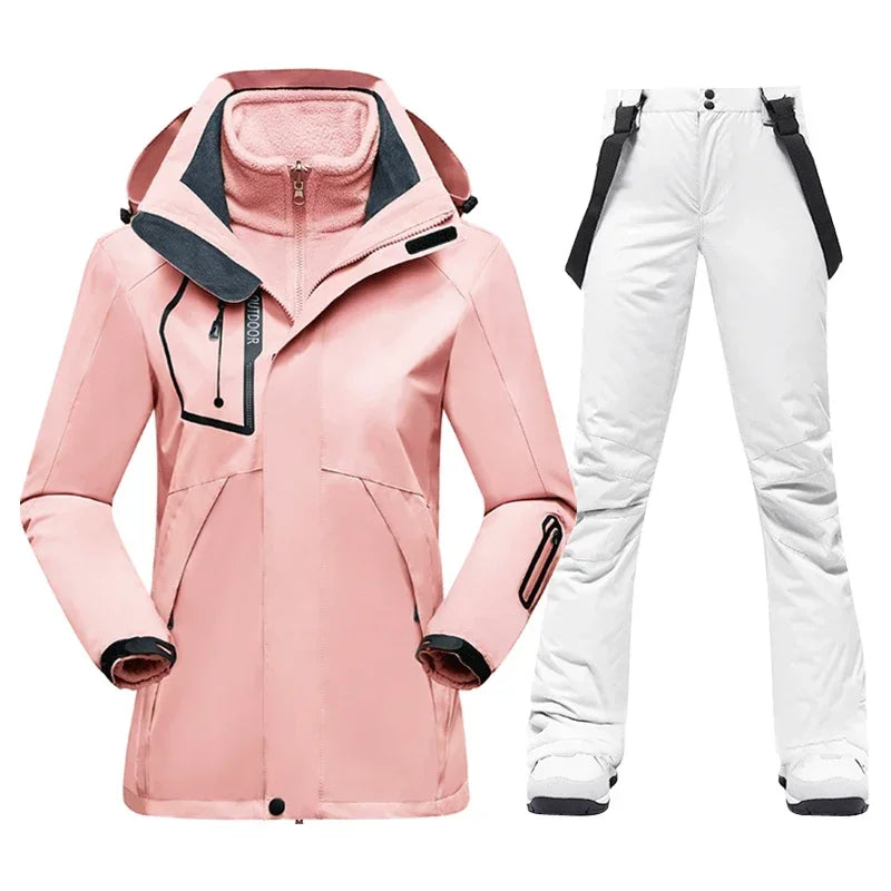 Women Waterproof Mountain Ski Jacket & Pants Winter Thick Warm Windproof Outdoor Snowboard Set